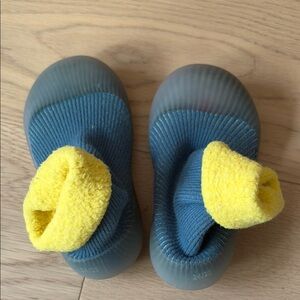 Cozy Blue and Yellow Toddlers Sock Shoes